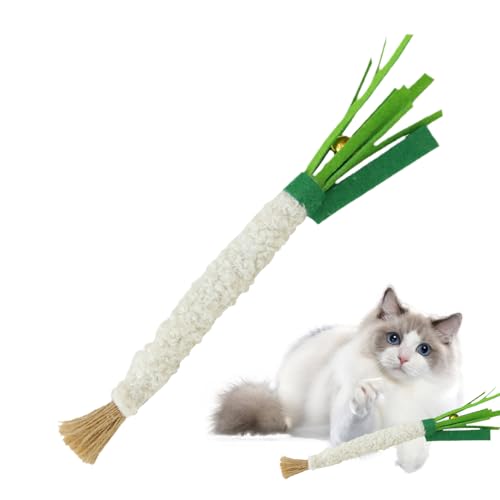 zwxqe Katzenkauspielzeug, Scallion Shape Filz Beißspielzeug, interaktives Haustier-Trainingsbedarf, langlebiges Kauspiel für kleine, mittelgroße und große Katzen, ideal für den täglichen Indoor-Spaß von zwxqe