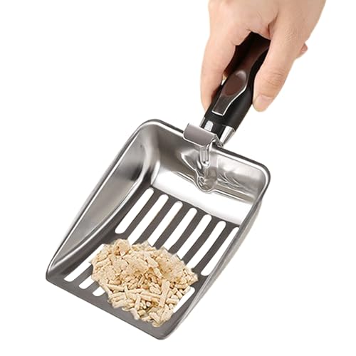 zwxqe Katzenstreuschaufel, Edelstahl-Kotschaufel mit langem Griff, robustes ergonomisches Katzenreinigungswerkzeug für mehrere Haustierhäuser und Wohnungen, langlebig im Gebrauch, 3,5 cm von zwxqe
