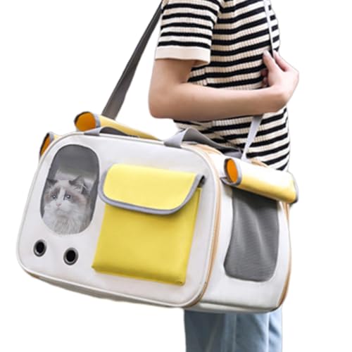Tragbare Haustier-Reisetasche, Tragetasche für Haustiere, transparent, Sichtschutz für Katzen und Hunde, mittlere Größe von zwxqe