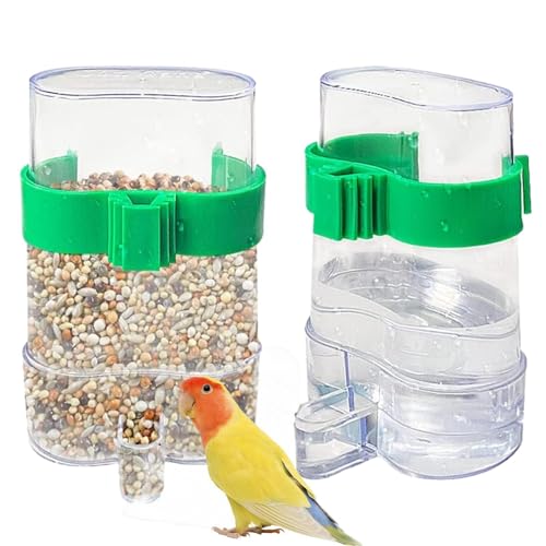 Vogelfutterstation für Käfig – Set für Papageien, mit Clip, Stabiler Vogelfutterspender, Papageienfutterspender und Wasserspender, Haustier-Vogelfutterspender für Papageien, Lovebirds von zwxqe